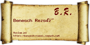 Benesch Rezső névjegykártya